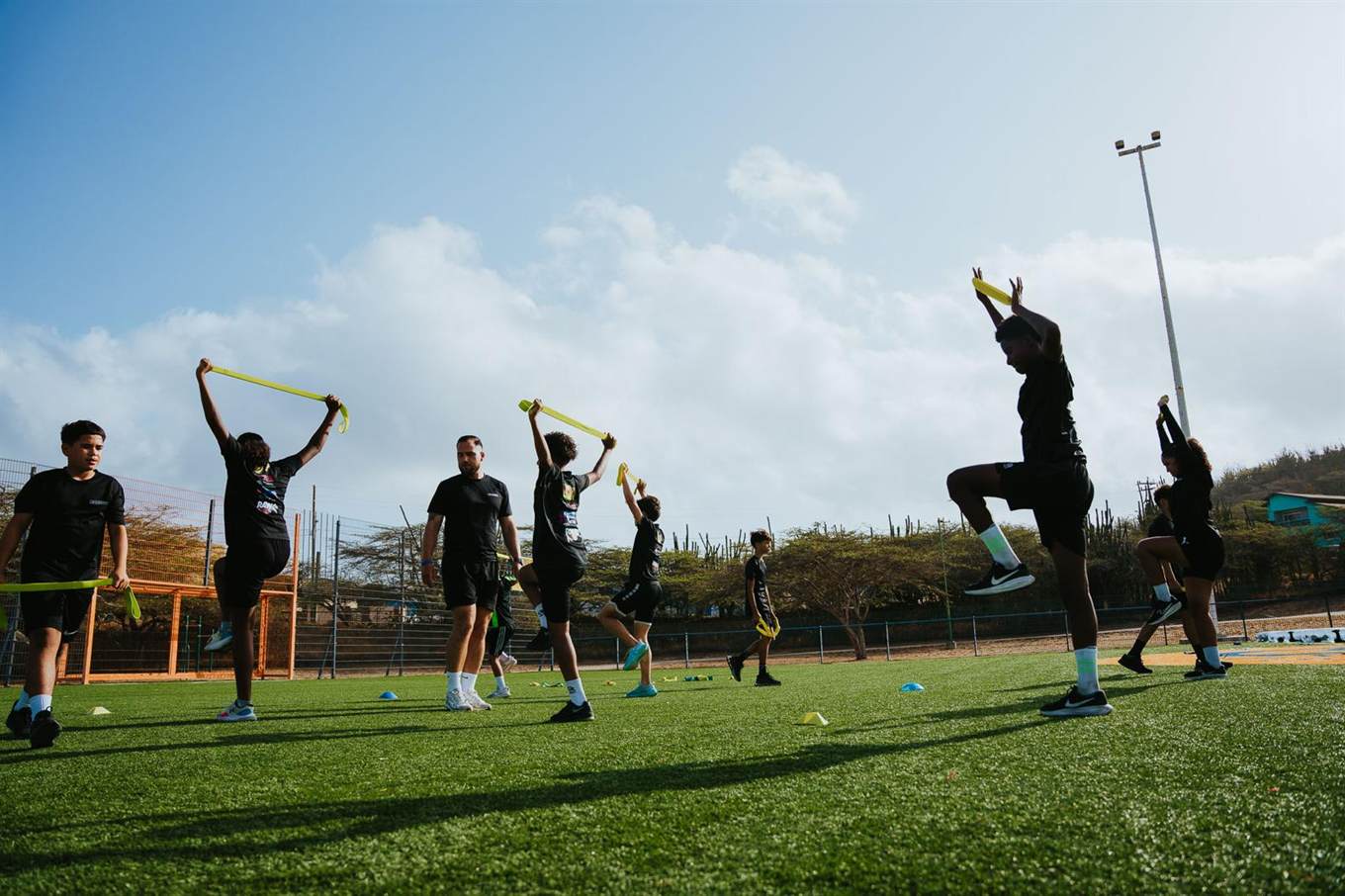 Atletische training op het veld
